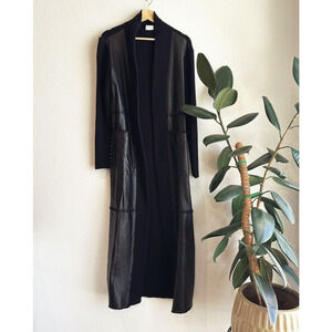 VTG Newport News Leather Duster Cardigan Jacket (S) 90s Cyber Goth Witchy Matrix